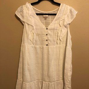 NWOT White Dress with Flutter Sleeves